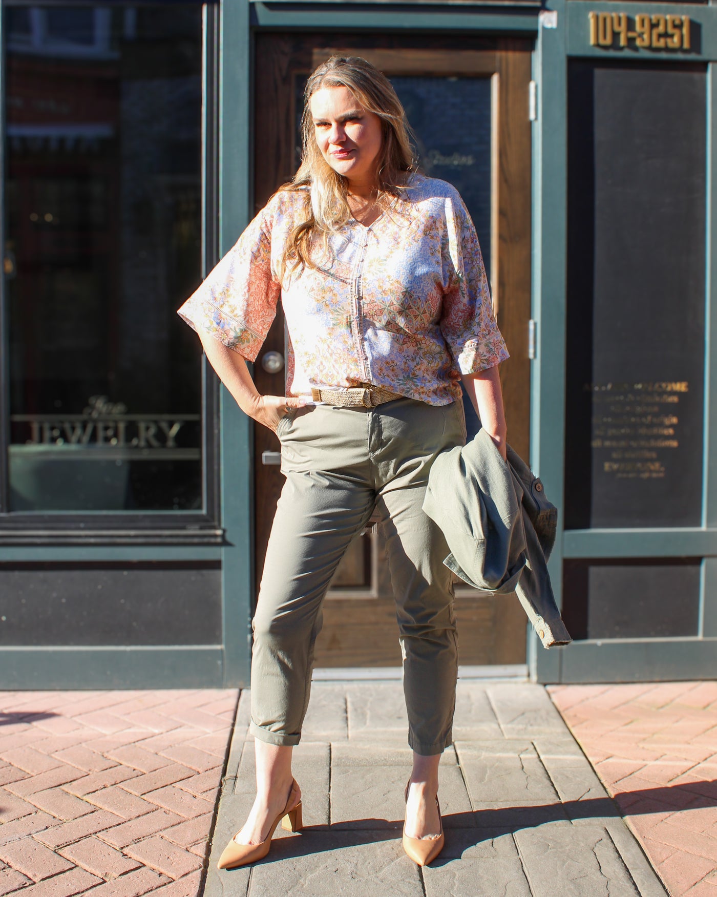 Floral Blouse with Ladder Stitch