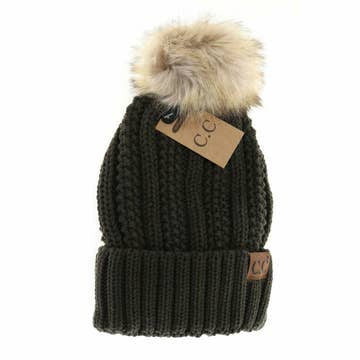 Fuzzy Lined Pom Beanie