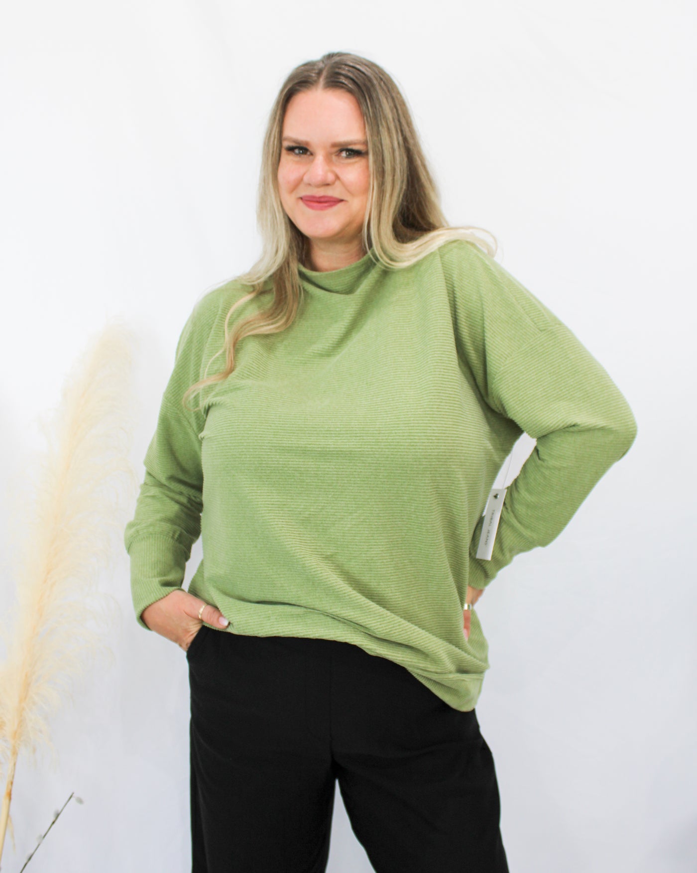 Ribbed Funnel Neck Tunic