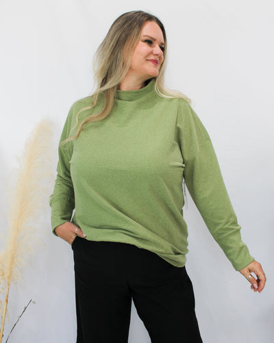 Ribbed Funnel Neck Tunic