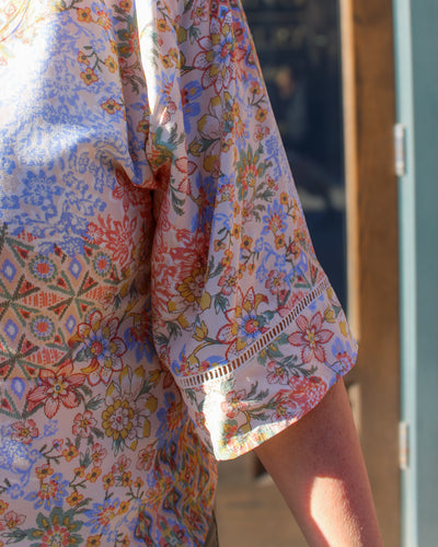 Floral Blouse with Ladder Stitch