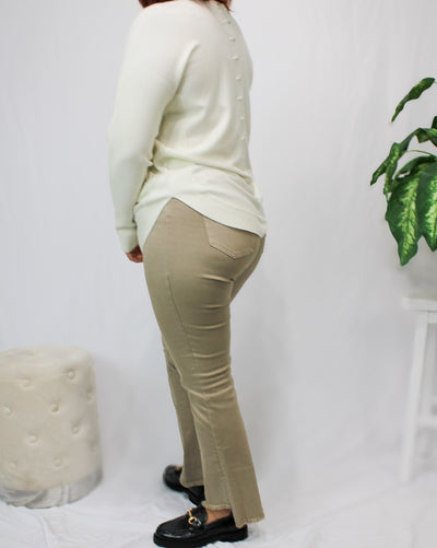 Almond Asymmetrical Hem Pants