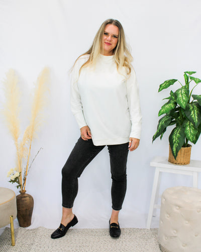 Ribbed Funnel Neck Tunic