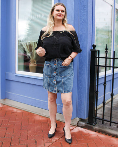 High Waisted Lala Denim Skirt