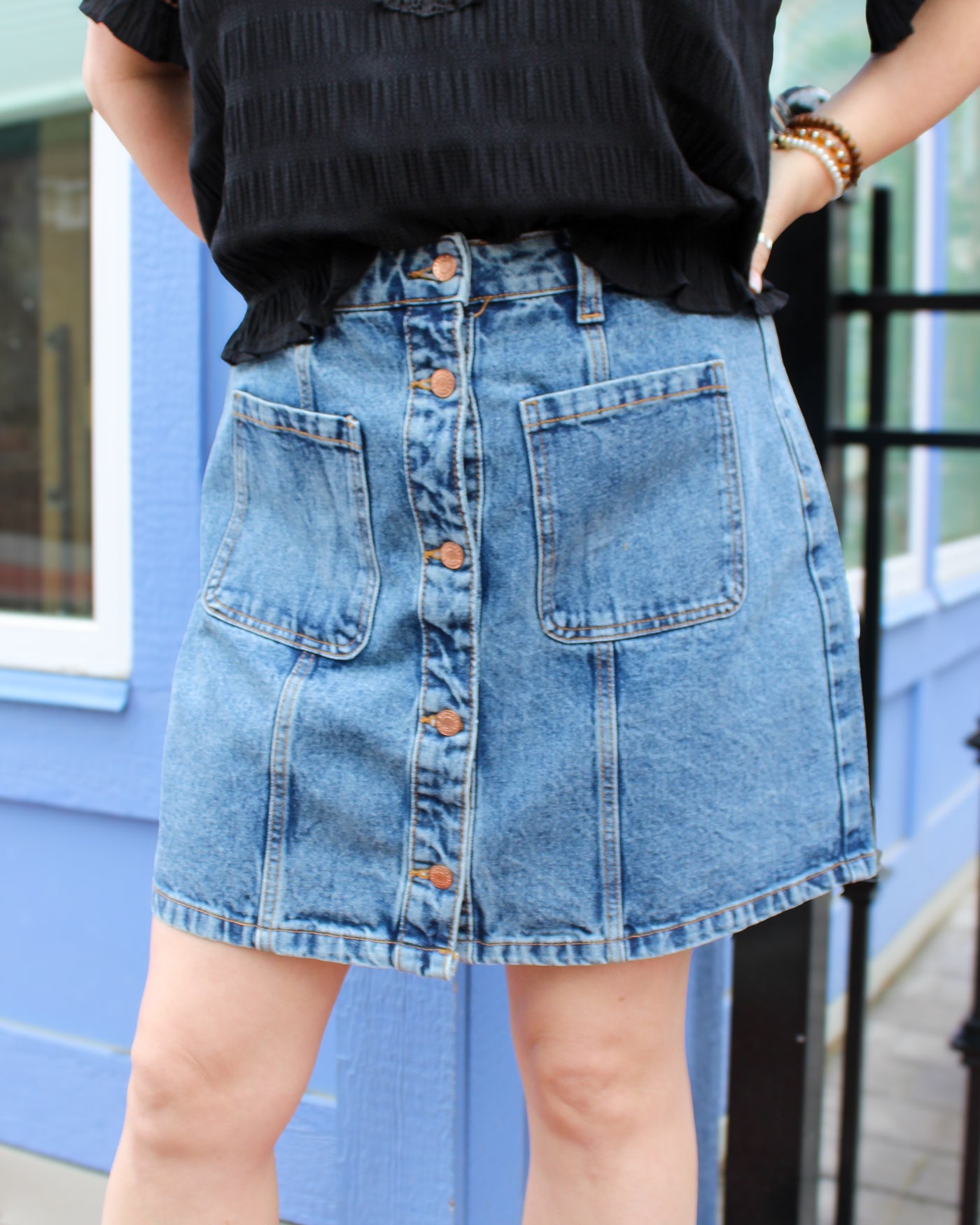 High Waisted Lala Denim Skirt