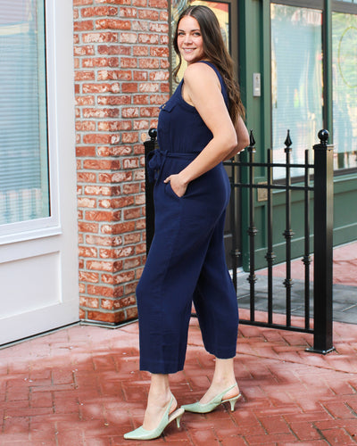 Cotton Gauze Belted Jumpsuit