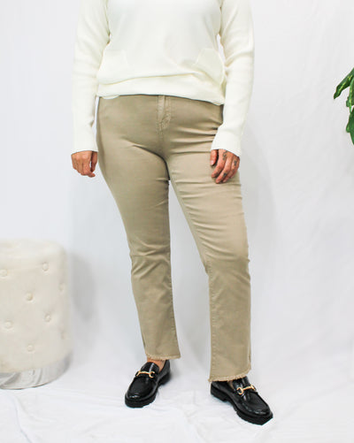 Almond Asymmetrical Hem Pants