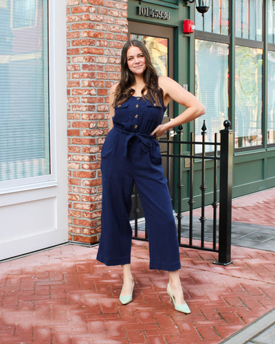 Cotton Gauze Belted Jumpsuit