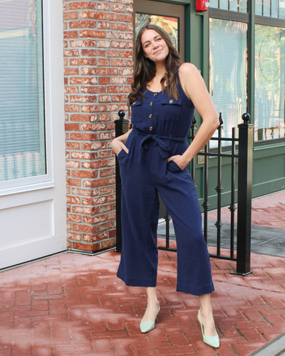 Cotton Gauze Belted Jumpsuit