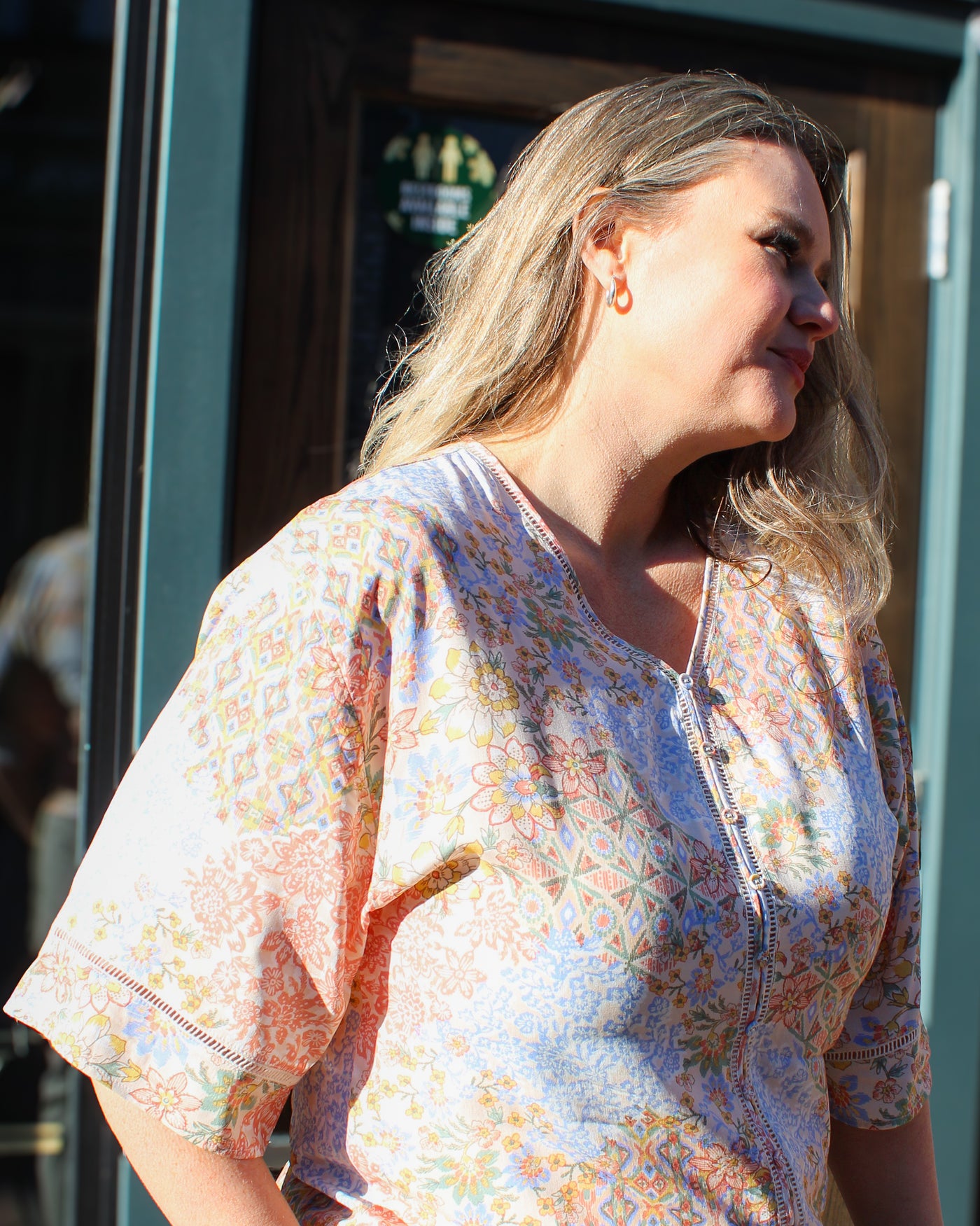 Floral Blouse with Ladder Stitch