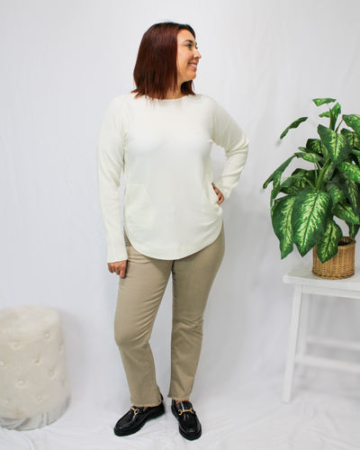 Almond Asymmetrical Hem Pants