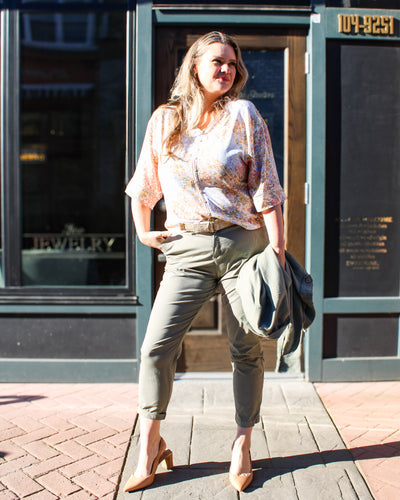 Floral Blouse with Ladder Stitch