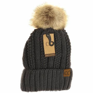 Fuzzy Lined Pom Beanie