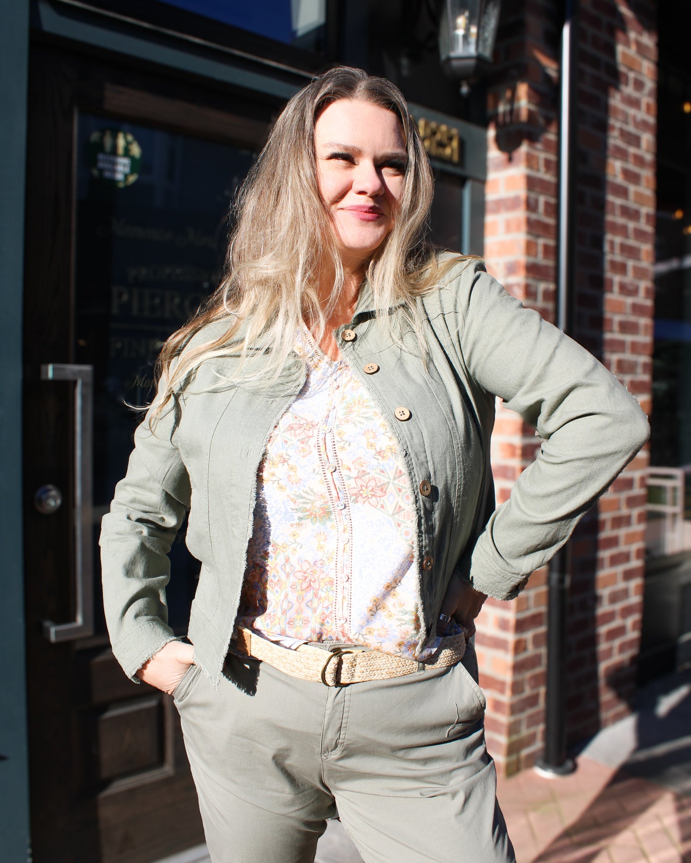 Floral Blouse with Ladder Stitch