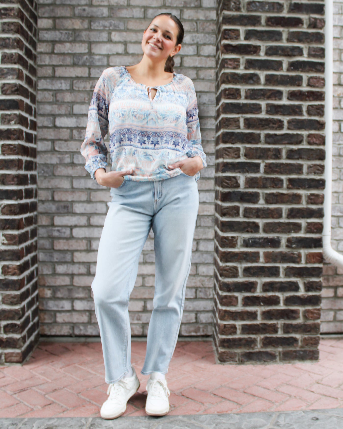 Printed Raglan Blouse