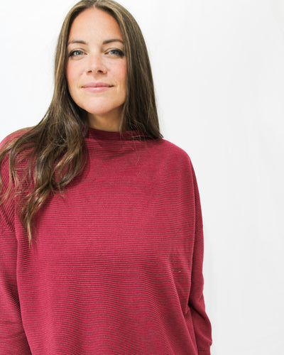 Ribbed Funnel Neck Tunic