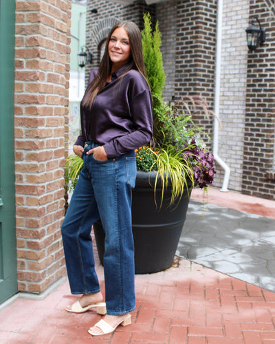 Gutsy Satin Button Down Blouse