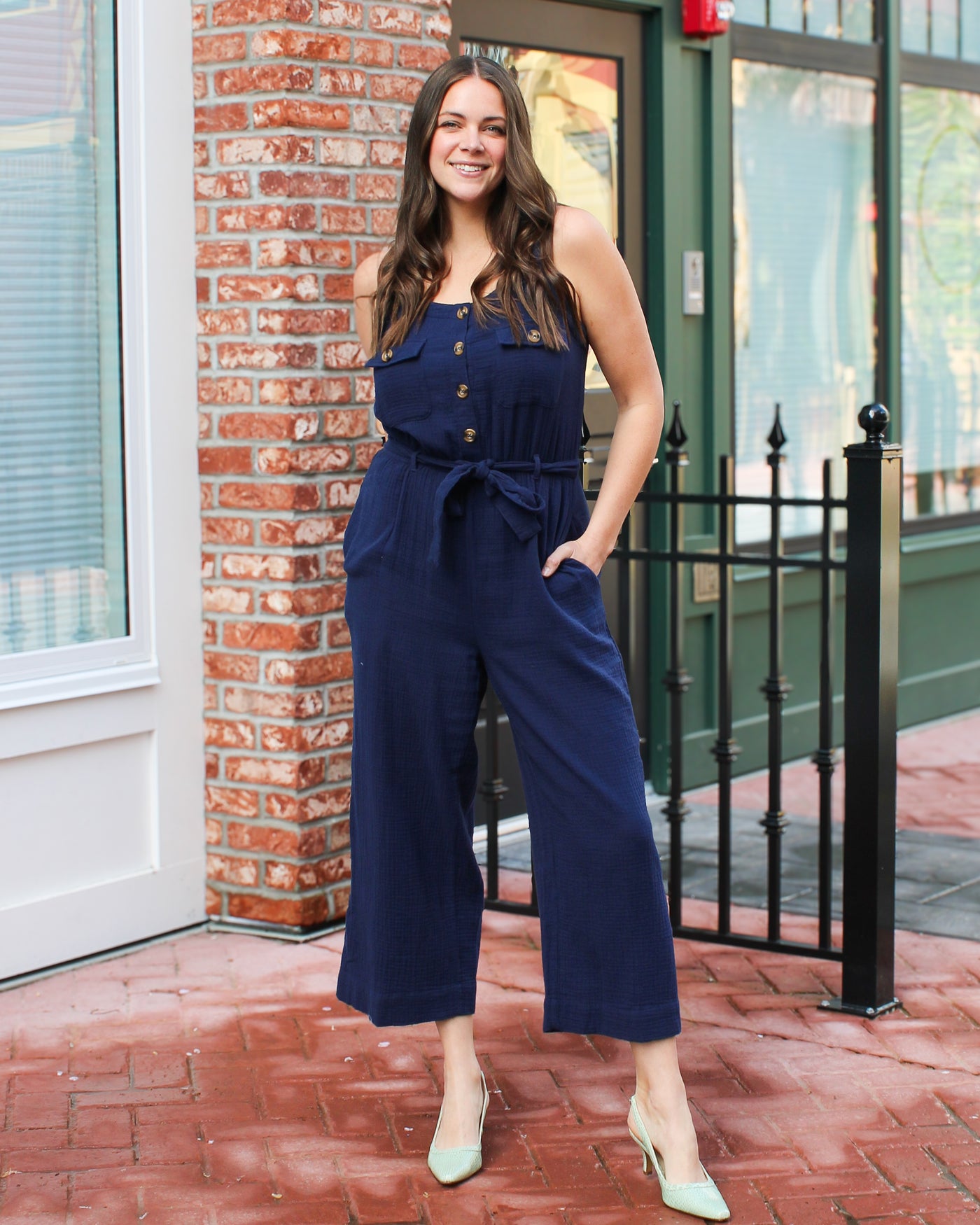 Cotton Gauze Belted Jumpsuit