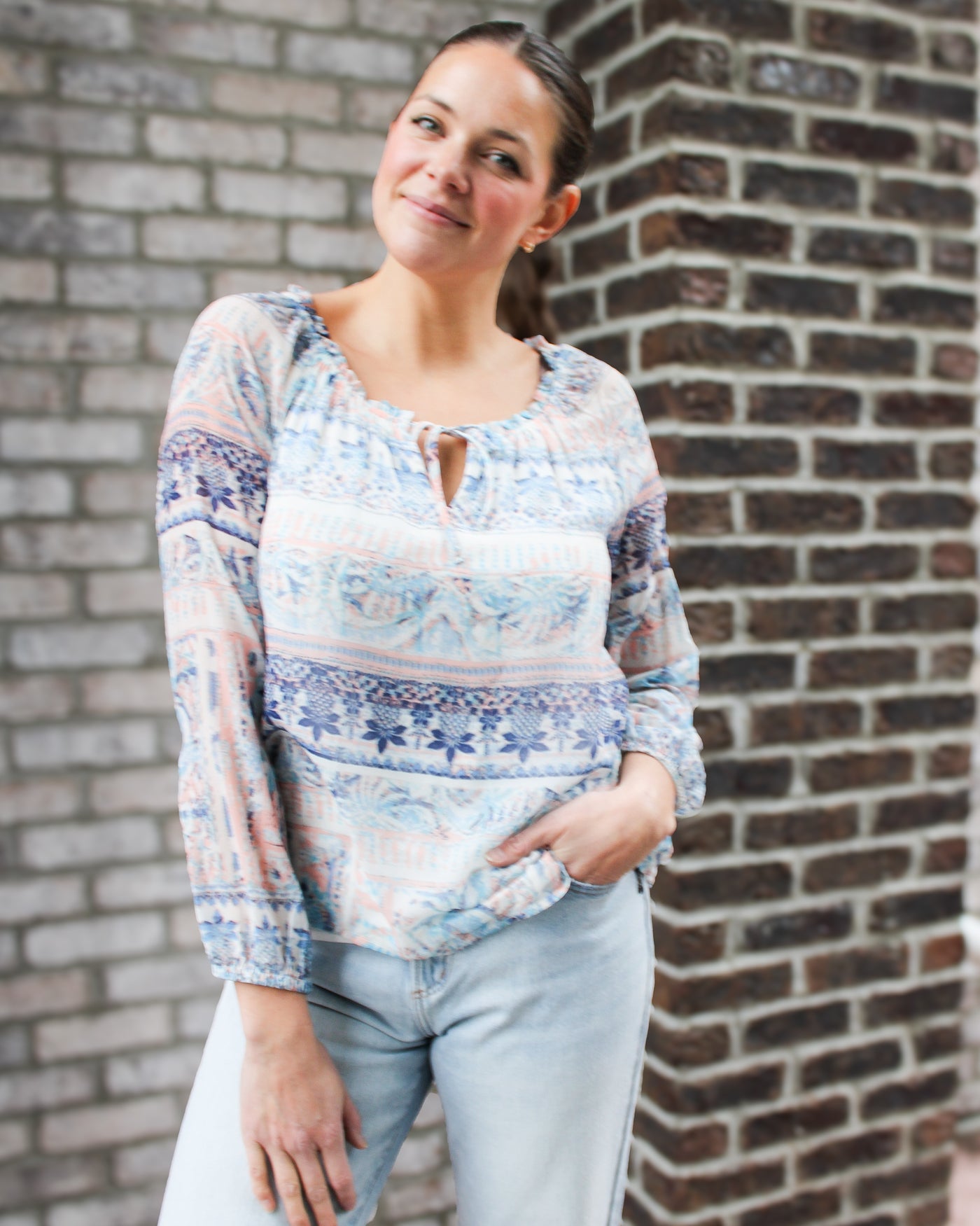 Printed Raglan Blouse