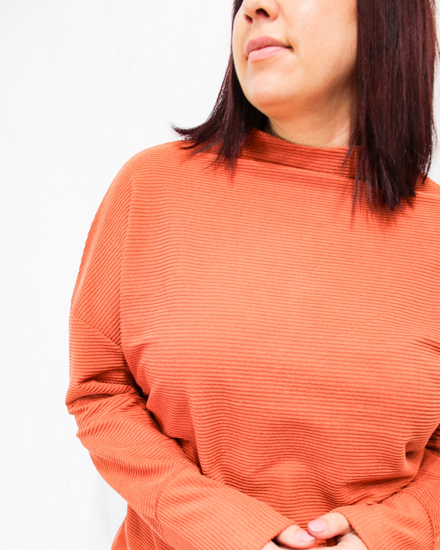 Ribbed Funnel Neck Tunic